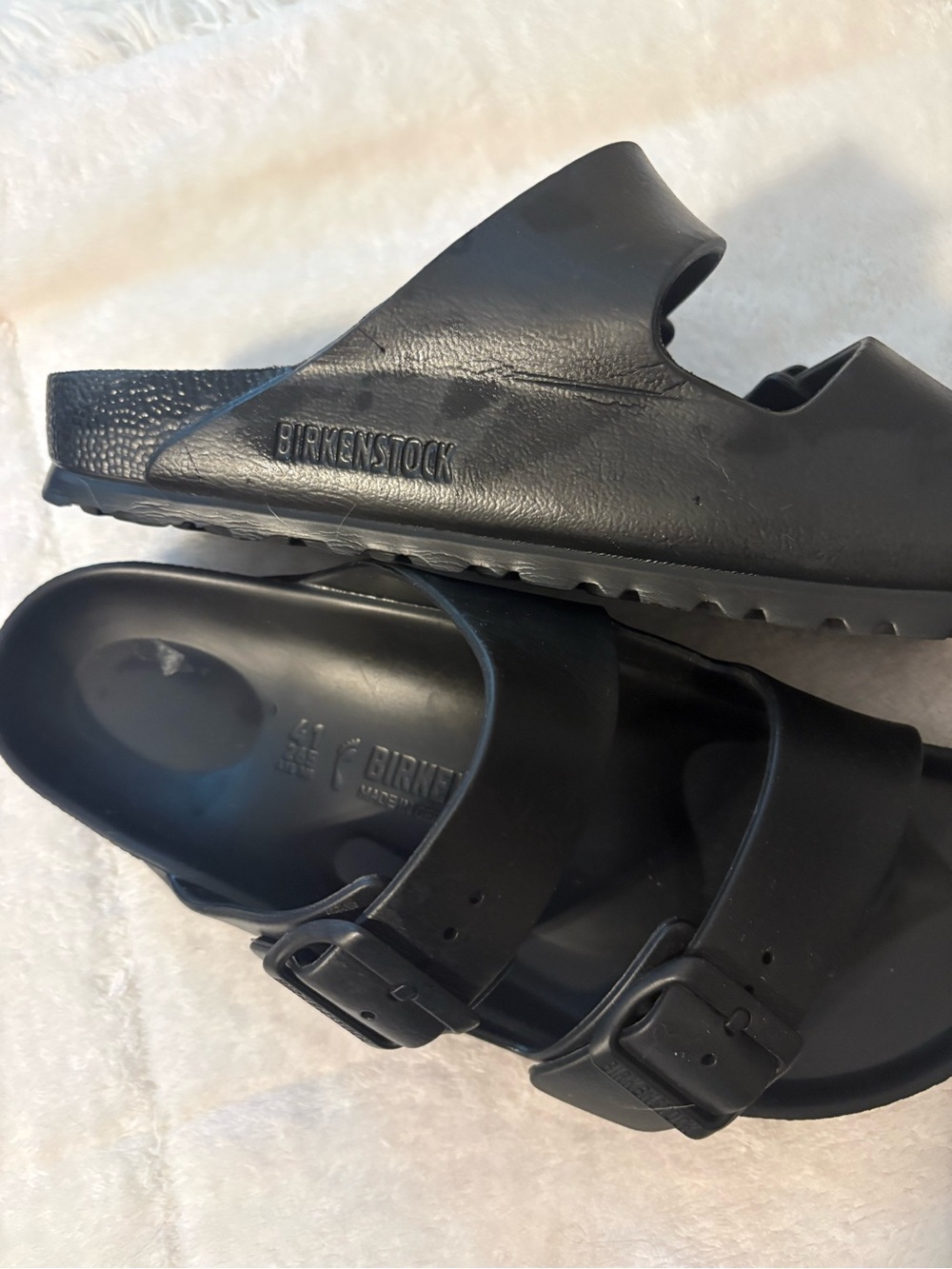 Birkenstock Womens Black Two-Strap EVA Arizona Sandals